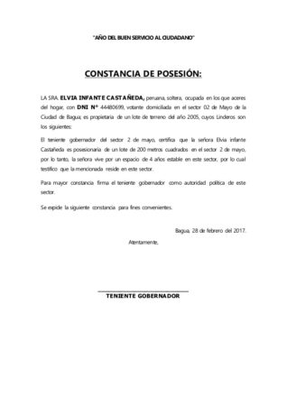 Qué Es Una Constancia De Posesión De Terreno
