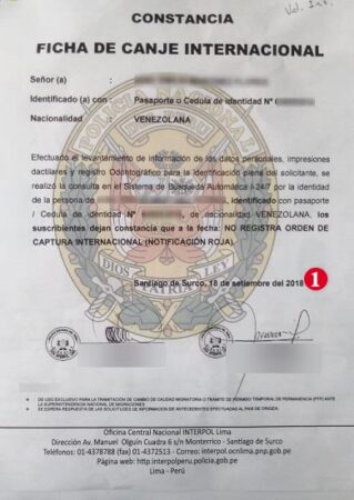 requisitos para ficha de Canje interpol 3