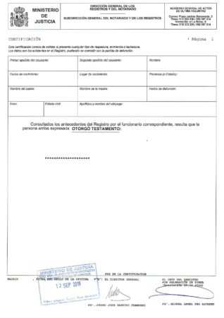 Registro General de Actos de Última Voluntad