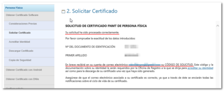 solicitud del certificado electrónico
