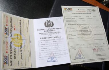 Certificado De Matrimonio Bolivia ejemplo