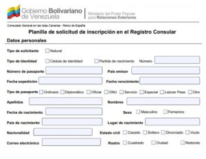 Descargar Planilla de Registro Consular de Venezolanos en Perú