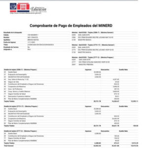 Comprobante de pago a empleados minerd