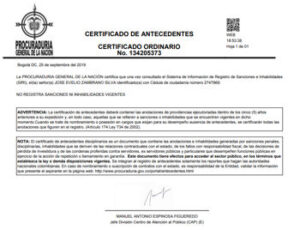 Que es el cert de afiliacion de antecedentes disciplinarios