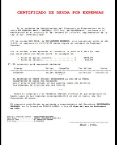 Que es el cert deudas por expensas